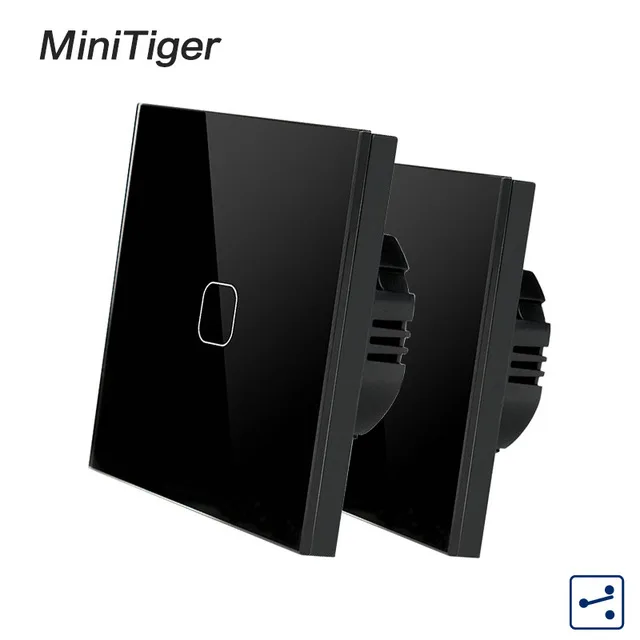 Minitiger 1 Gang 2 Way EU Standard Control Wall Touch Screen Switch White Crystal Glass Panel cross/through switch 2pcs/pack |