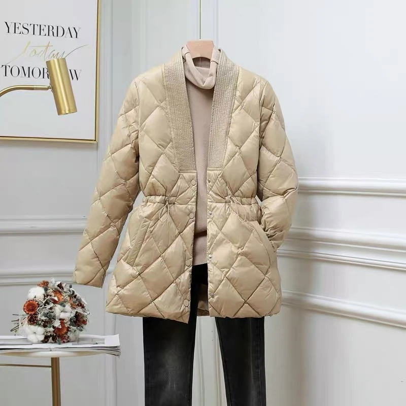

Jackets Quilted Puffer Parkas High-Quality Warm Drawstring Sweet Oversized Coat New 2021 Autumn Winter Women