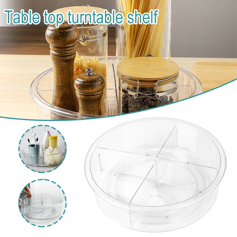 

360 Degrees Rotating Storage Shelf Clear Kitchen Condiment Bottle Organizer Detachable Bathroom Cosmetics Container Rack PLDI889