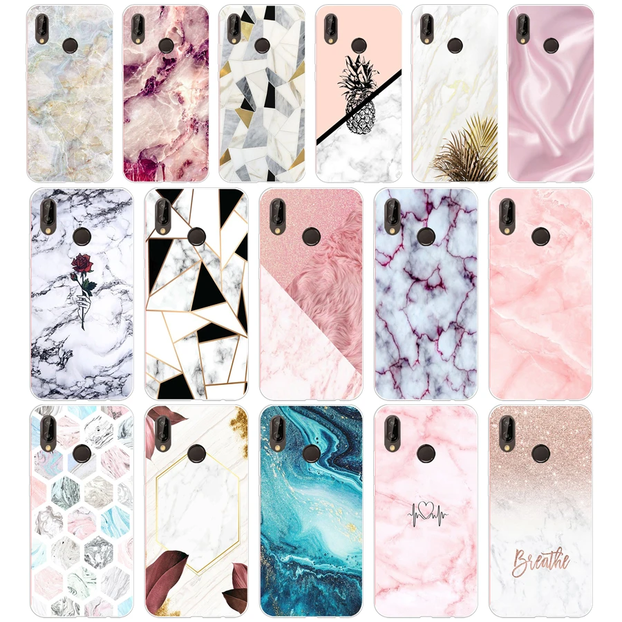 Мягкий Силиконовый ТПУ чехол 344FG с розовыми и синими чернилами мрамором для huawei
