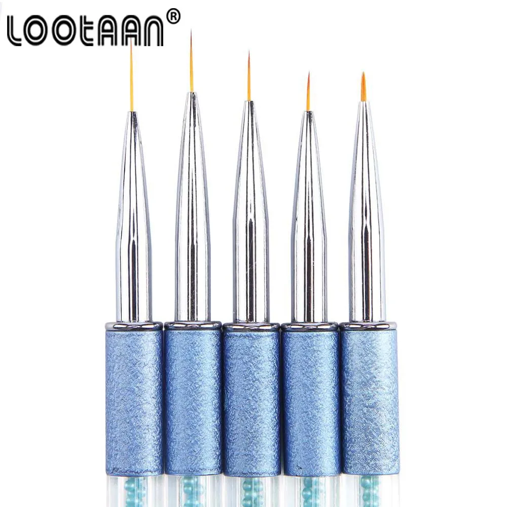 Lootaan 5/7/9/11 мм Кисть для ногтей подводка ручка рисования с синим жемчугом акриловая