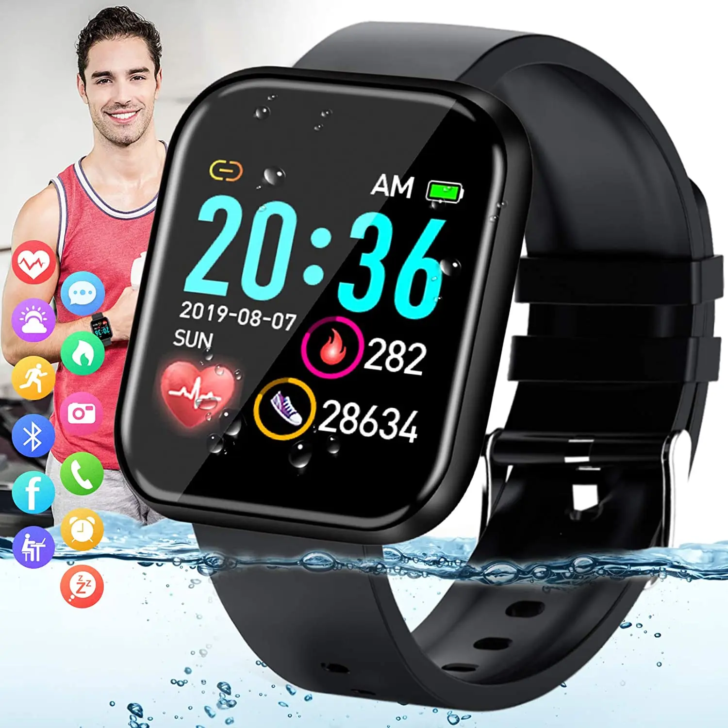 

Pradory Smart Watch,Fitness Watch Activity Tracker with Heart Rate Blood Pressure Monitor IP67 Waterproof Bluetooth Smartwatch