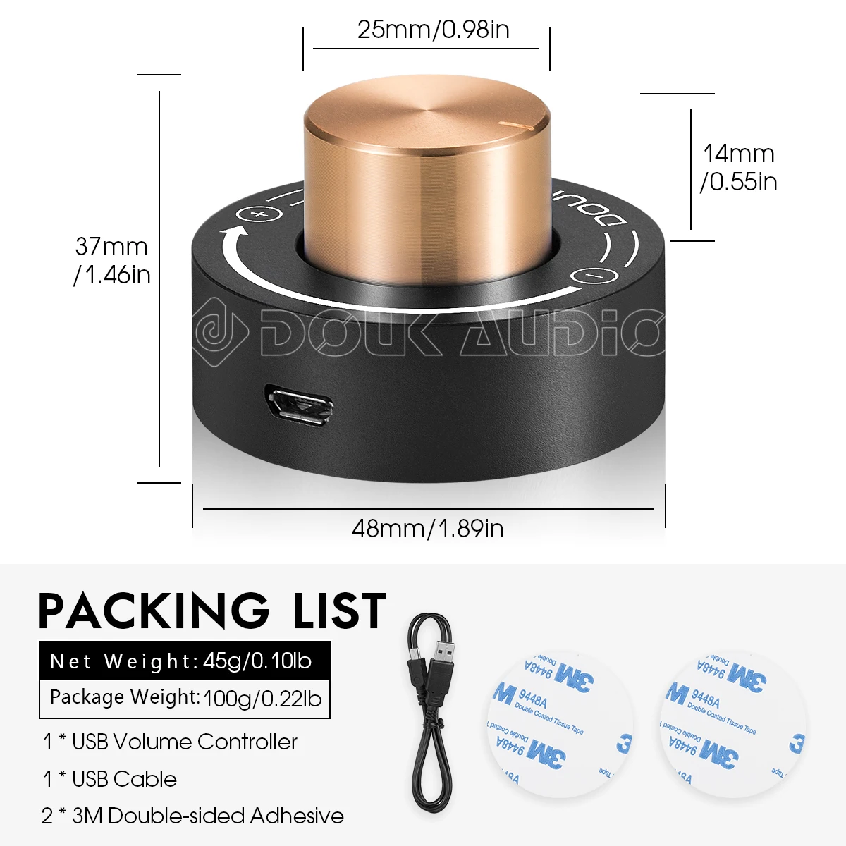 

Douk Audio Mini USB Volume Controller Lossless Audio Adjuster Multi-media Speaker Audio Volume Control Knob with One Key Mute