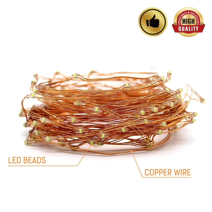 Рождественская сказочная медная Серебряная проволочная гирлянда 2 м 5 10