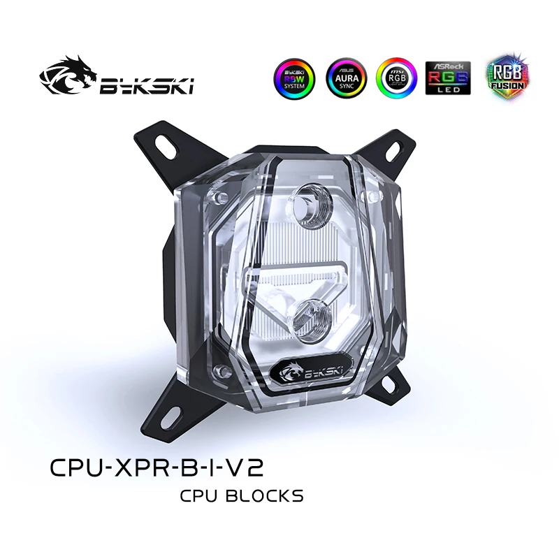 Водяной блок для процессора Bykski Intel LGA1700/1200/115X/AMD Acrylic 5v ARGB  Компьютеры и