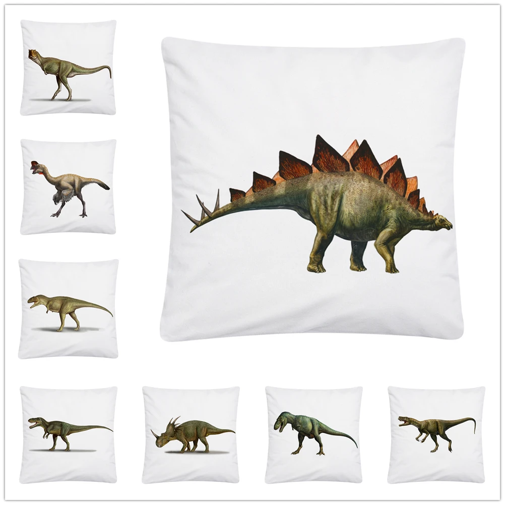 Простой узор динозавра на белом фоне мягкий короткий плюшевый чехол для подушки