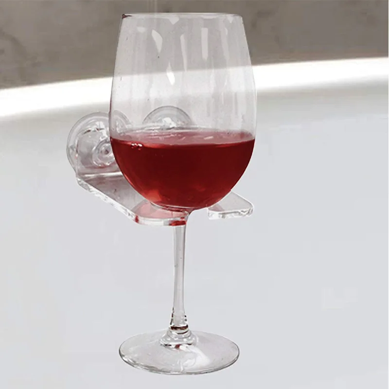 

Custom Display Rack Bathtub Wine Cup Bracket Transparent Acrylic Bracket Strong Suction Cup Single Glass Red Wine Cup Bracket