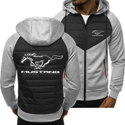

New Men Hoodies for Mustang Logo Spring Autumn Jacket Casual Sweatshirt Long Sleeve Zipper Hoody
