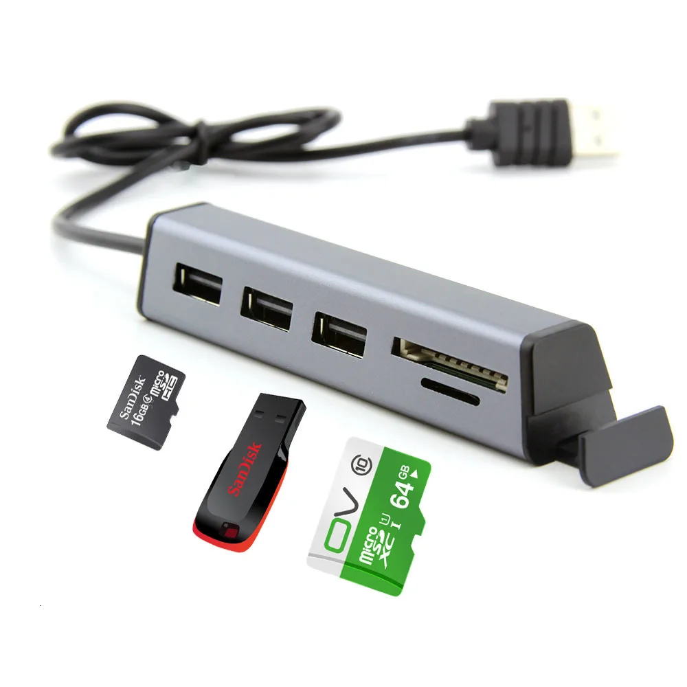 CHYI 5 в 1 USB концентратор Многофункциональный USB 2,0 концентратор 3 порта удлинитель адаптер с Micro SD/устройство считывания SF карт для компьютера PC Аксессуары
