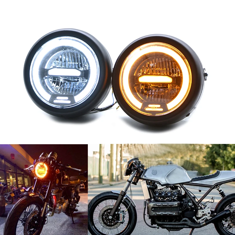 DRL LED 6 8 &quotкруглая Классическая винтажная фара дальнего и ближнего света с вилкой