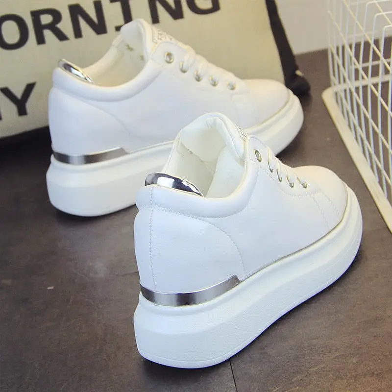 

Small White Shoes Women's Inner Height Increase 8cm Women's Shoes Spring New Style Wedge Casual Shoes Korean Style Single Shoes