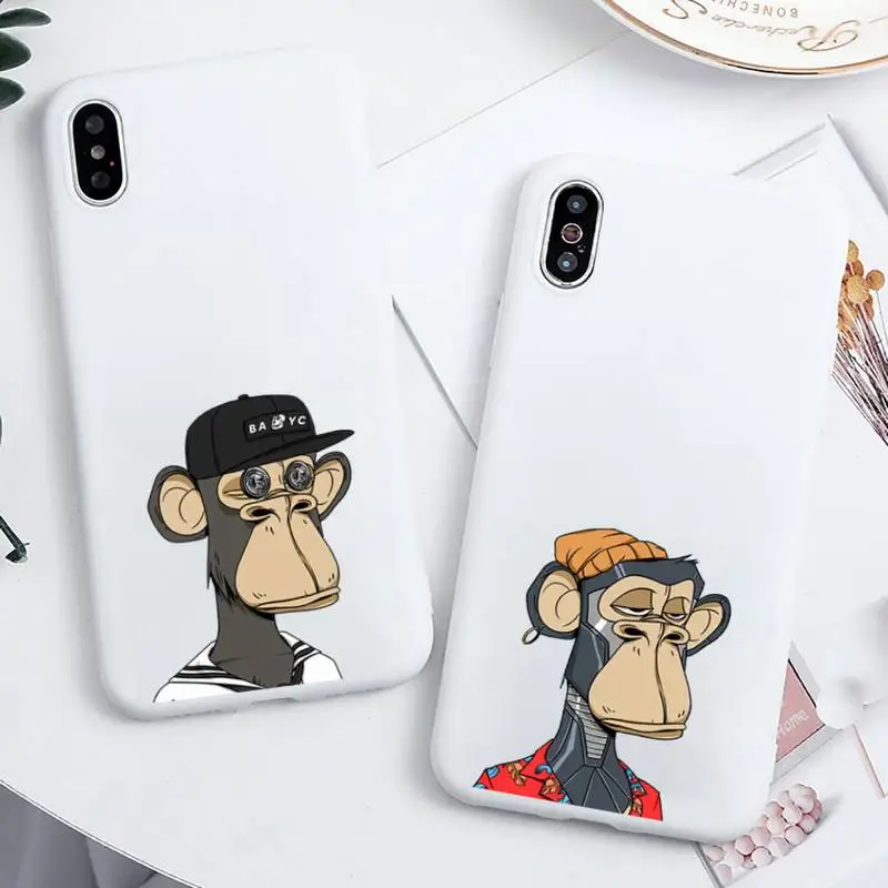 

Bored Ape Yacht Club cartoon monkey Phone Case Candy Color for iPhone 6 7 8 11 12 s mini pro X XS XR MAX Plus