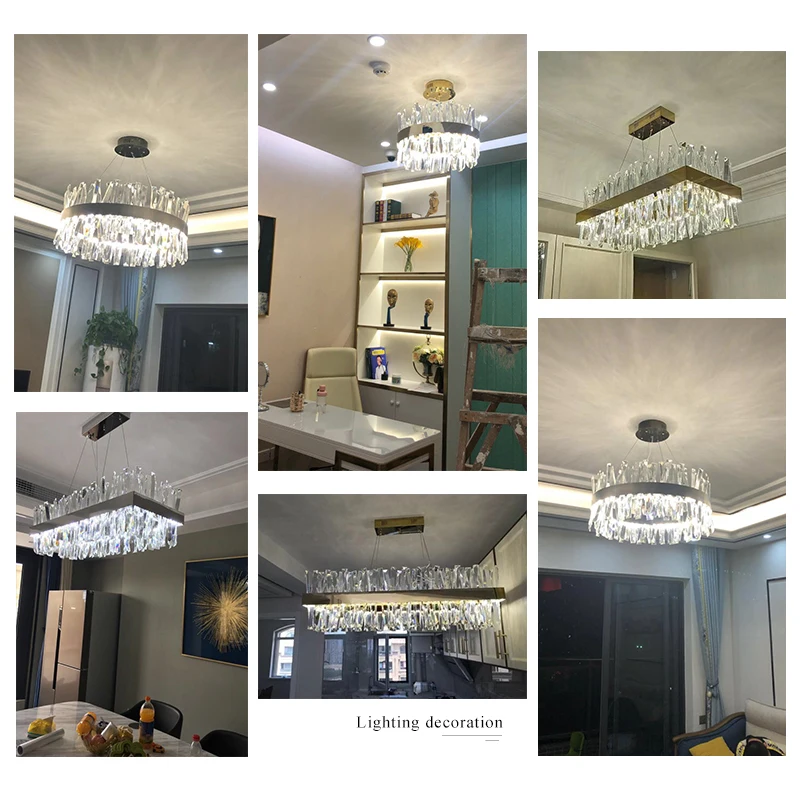 Современная хрустальная светодиодная люстра круглая лампа