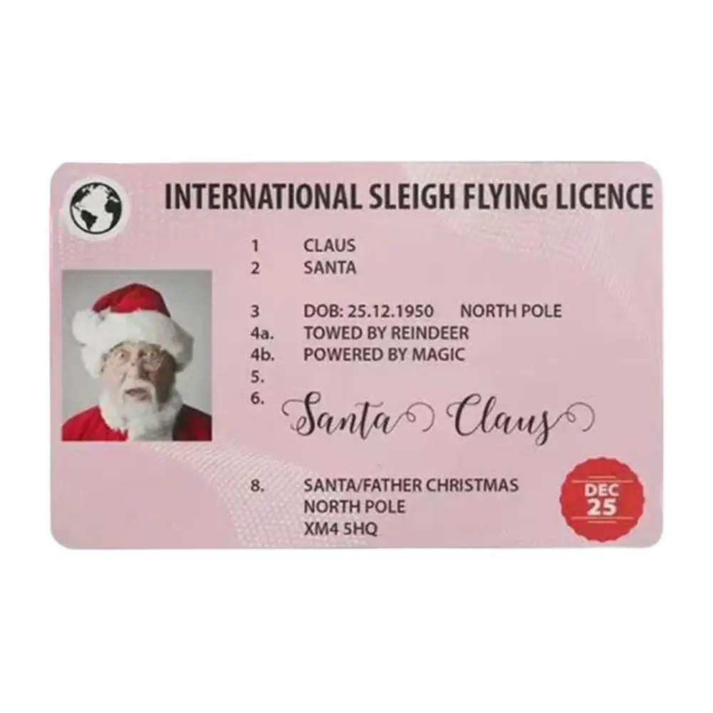 

Santa International Sleigh Flying Licence Funny Christmas Santa Driving License Exquisite Crafted Perfect Size Christmas Dec
