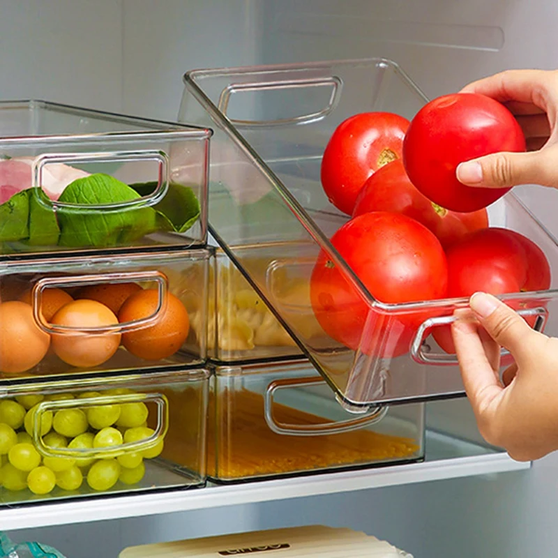 

Transparent Refrigerator Organizer Plastic Food Storage Egg Storage Boxes Drawer for Freezer Kitchen Countertops Cabinets