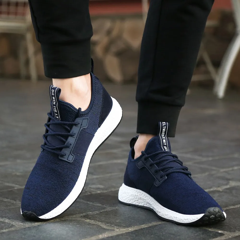 2019 мужские кроссовки модные одноцветные с дышащей сеткой перекрестной шнуровкой