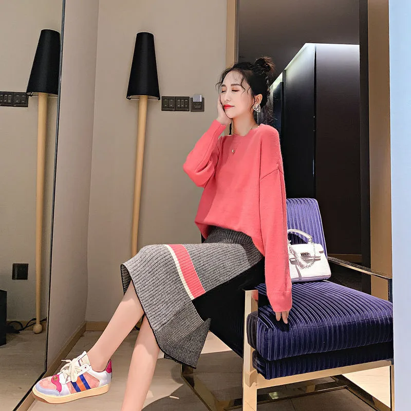 Весна-Осень 2020 элегантный вязаный костюм женский мягкий теплый пуловер свитер