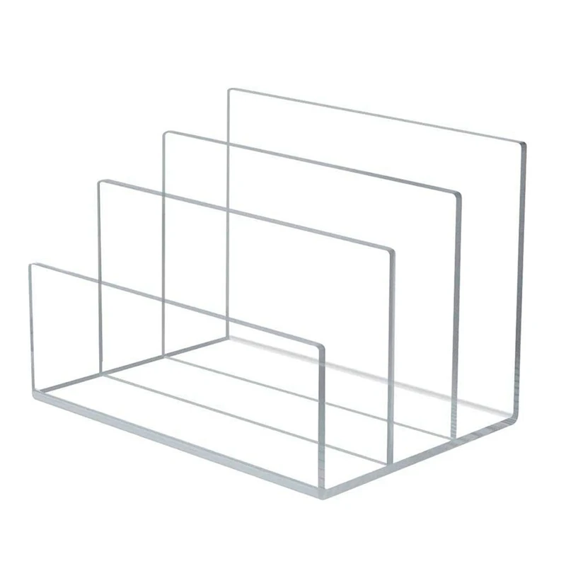 

Acrylic Clear File Holder Multi-Functional 3 Sections File Organizer for Desk Mail Organizer for Desktop Office Tidy