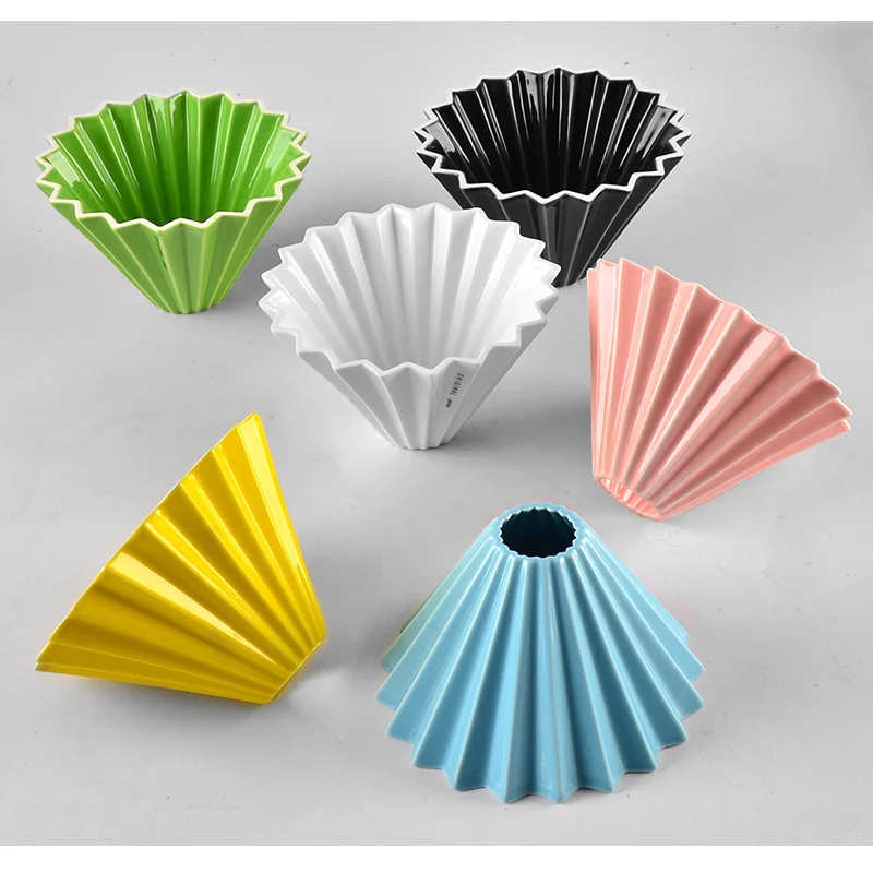 

Ceramic V60 reusable filter, hand-made origami filter cup, hand-made coffee filter cup, a variety of colors