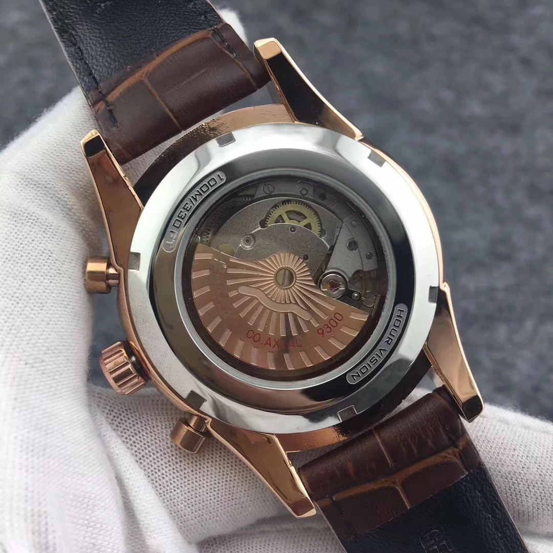

Luxury New Men Automatic Mechanical Watch Stainless Steel Rose Gold Brown Leather Black Moon Phase Tourbillon Sapphire AAA