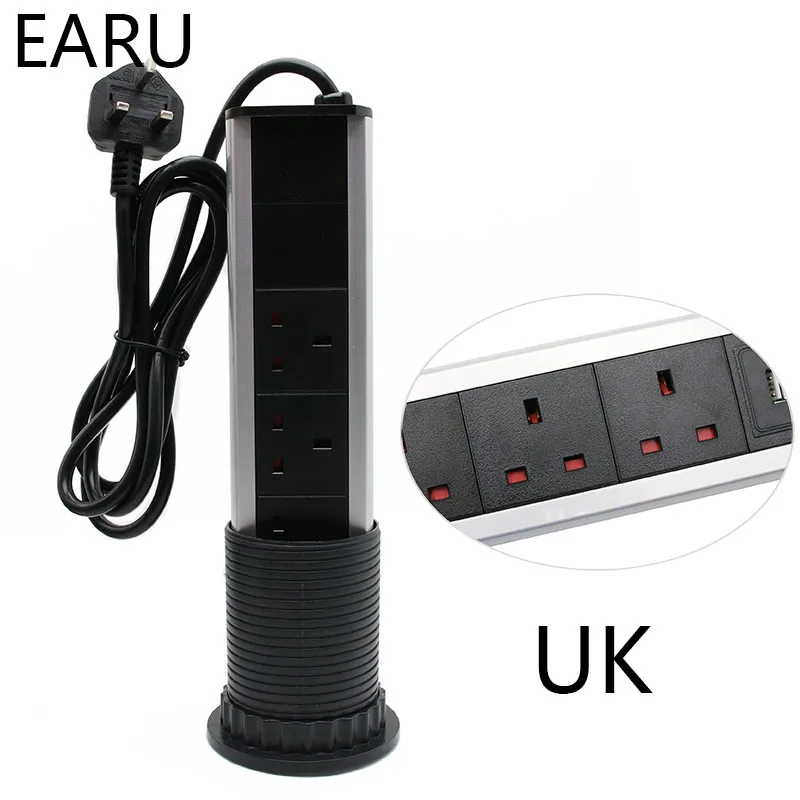 220V 16A тянуть POP UP электрические 3 розетки с 2 портами(стандарт Кухня Стол розетки выдвижной для столешницы Столешница AU/UK/EU/US вилка