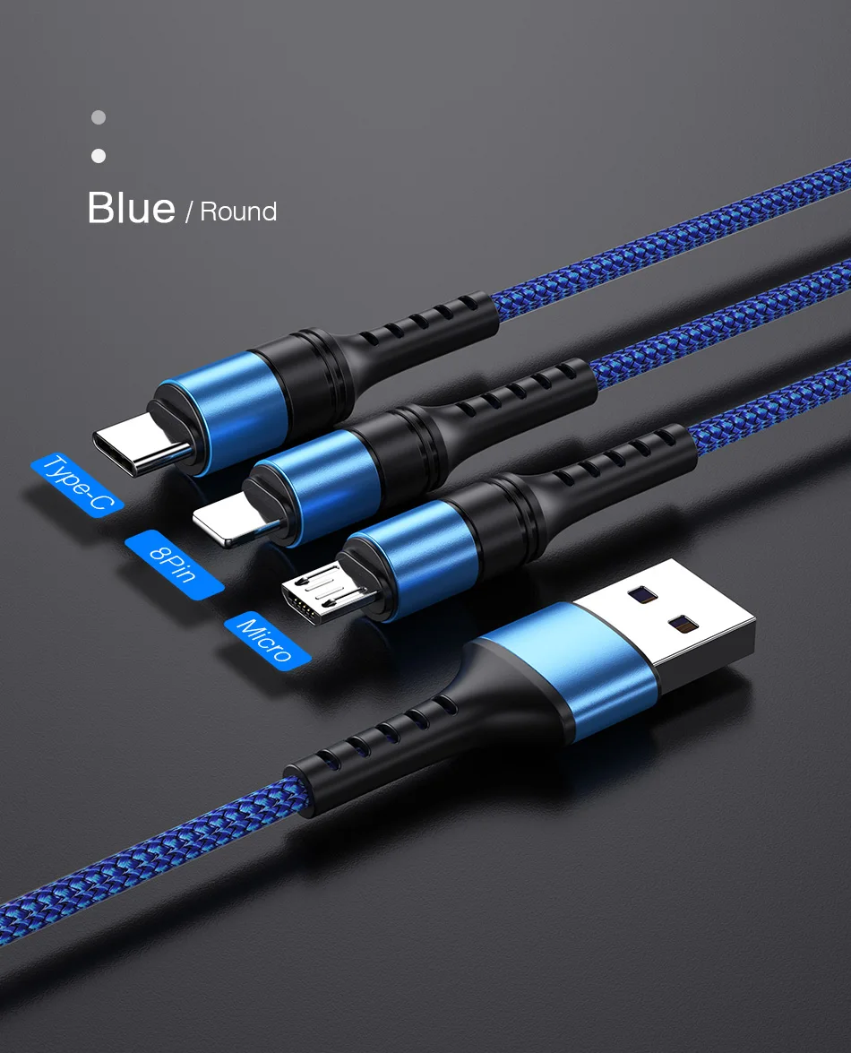 YKZ кабель для мобильного телефона 3 в 1 Micro USB кабель usb type-C кабель для зарядки для samsung Xiaomi huawei USB шнур для освещения