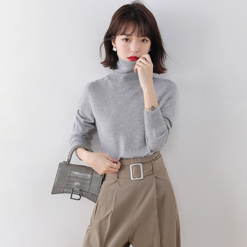 adishree 2020 woman winter 100% Cashmere sweaters and autumn knitted Pullovers High Quality Warm Female thickening Turtleneck