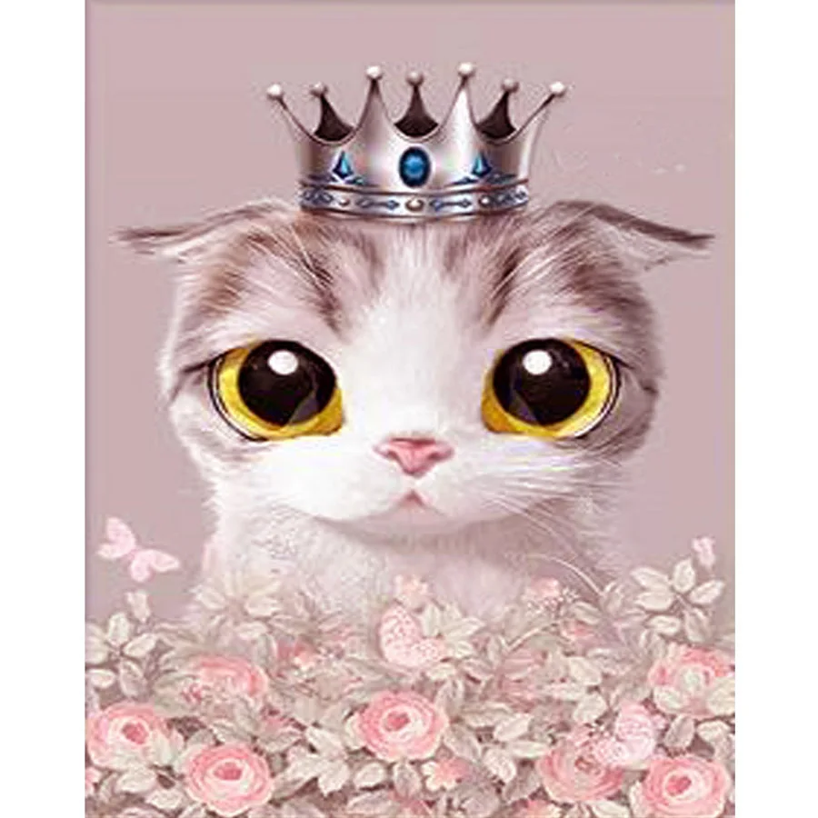 

FULL Drill Diamond Painting Cross Stitch Kit Mosaic Kittey Pattern A Cute Big Eye Cat Kids Gifts Diamond Embroidery Home Decor