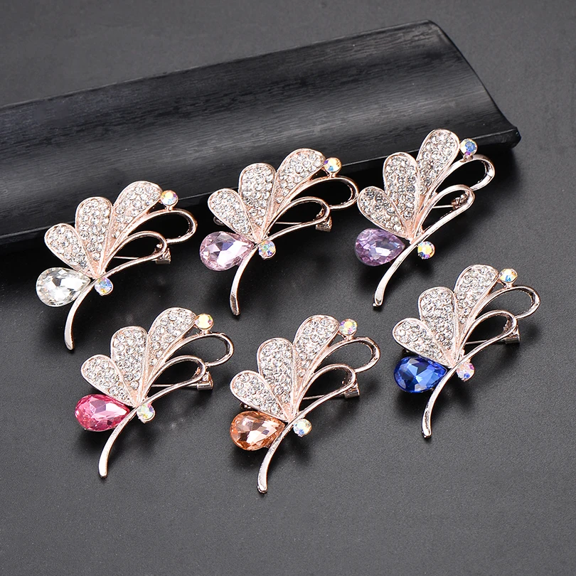 Женская брошь в форме капли воды IYOE разноцветная с кристаллами украшение для