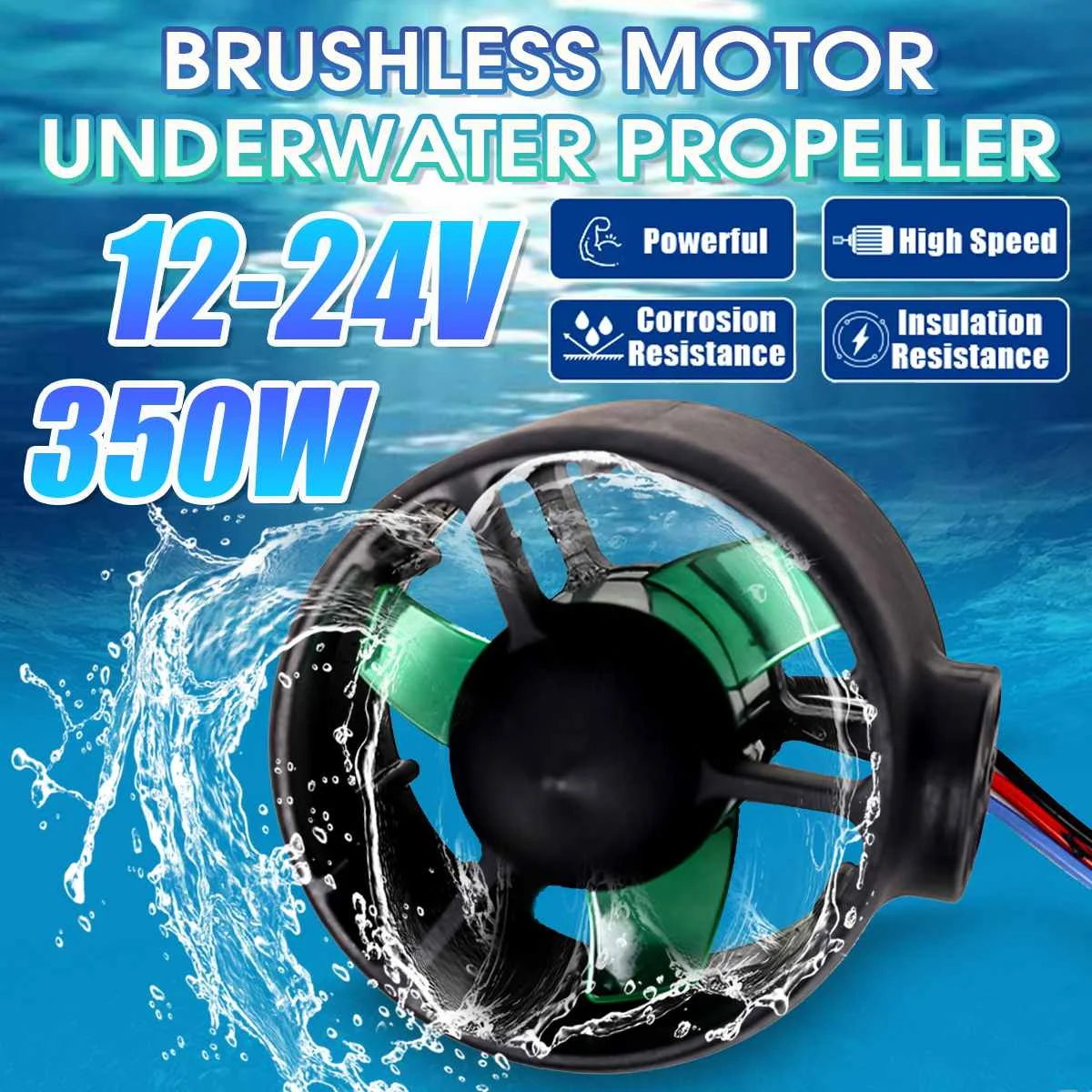 

NEW 350W 12V-24V Propeller Blades Underwater Thruster Brushless Motor 3-Blades Propeller For RC Model Ship Boat Parts