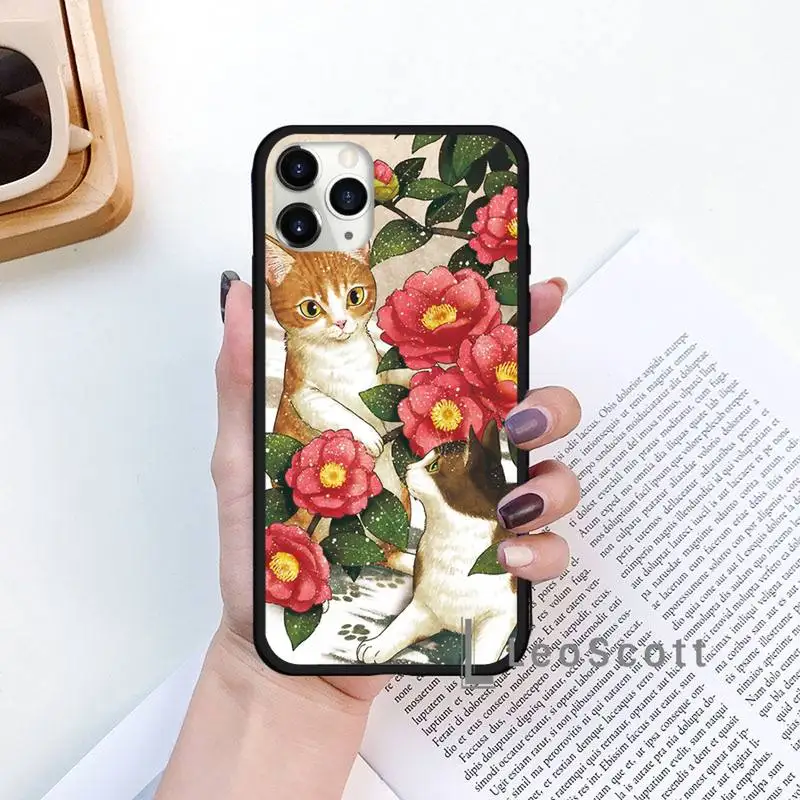 

fashion retro cute art animal cat Phone Case for iPhone 11 12 mini pro XS MAX 8 7 6 6S Plus X 5S SE 2020 XR