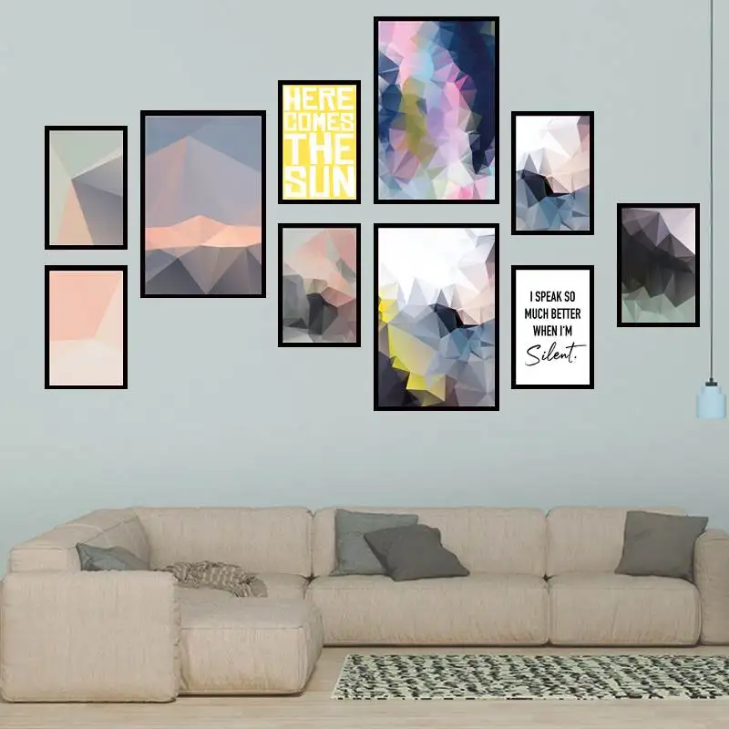 

Scandinavian Pictures Decoration Pastel Mountains Geometric Summer Spring Forest Canvas Wall Art for Bedroom Home Decorations