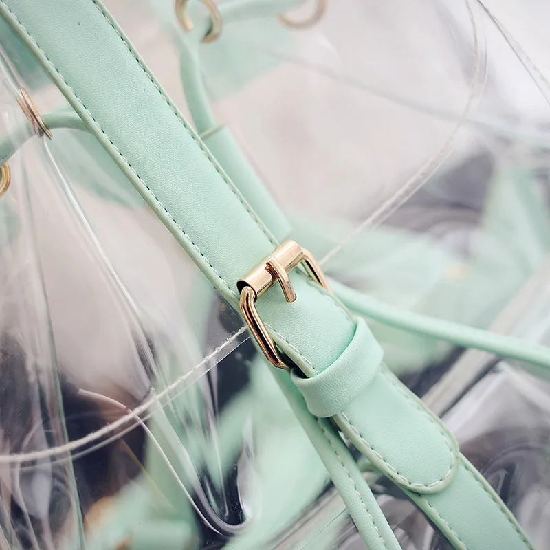 

Lady Fashion Backpack PVC Transparent Shoulder Bag Summer 2020 New Women Plastic Jelly Bagpack for Female Travel Pink Bag