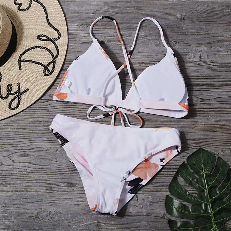 

Cute Bikinis 2020 Swimsuit Women Pieces Triangle Bikini Up Swimwear Separate Swimming Suit For Women Swim Wear