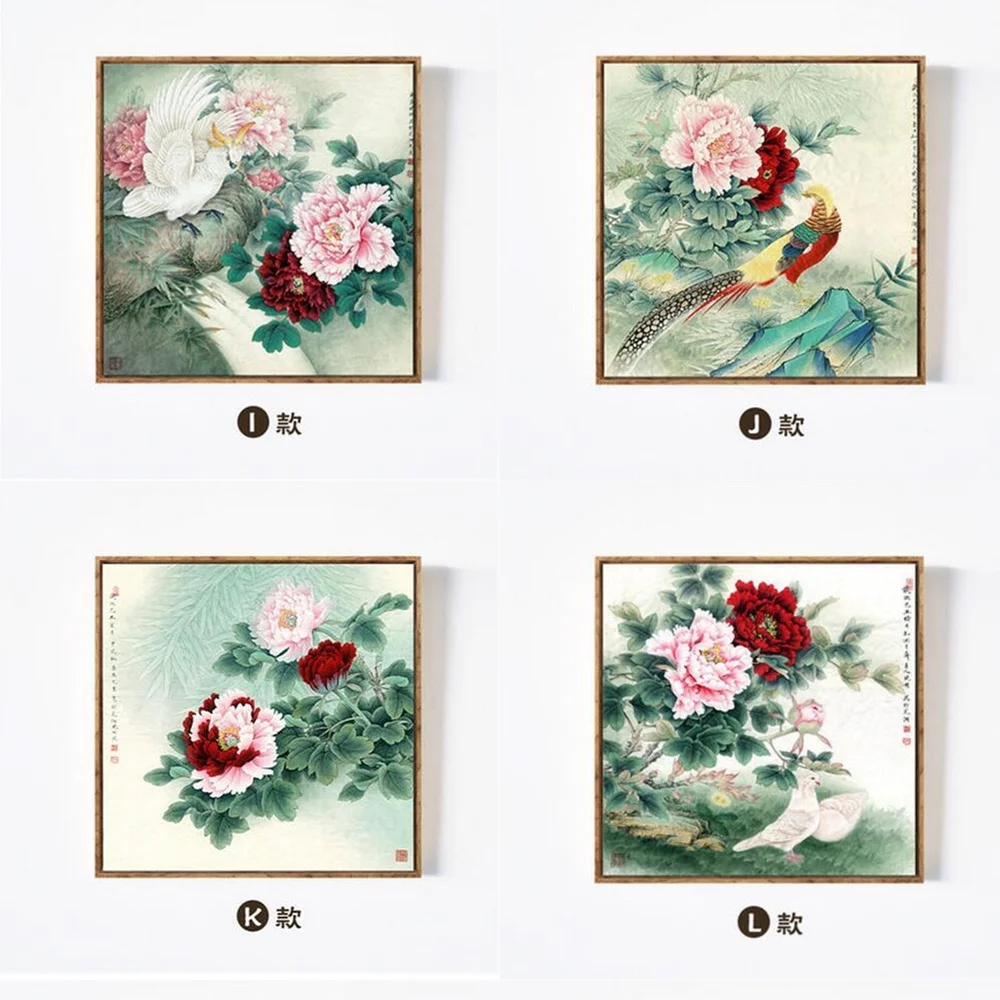 Изящный Цветущий пион Скандинавское искусство картина в китайском стиле холст