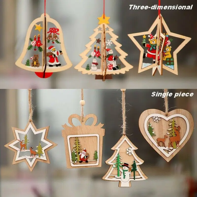 

Christmas Decorations Wooden Christmas Laser Hollow Christmas Tree Pendant
