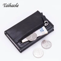 taihaole smart wallet vintage pu leather coin purses magnetic closing card holder casual money bag rfid blocking card wallet