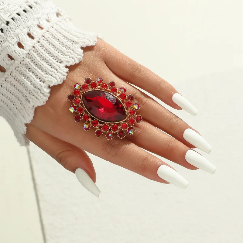 Новые темпераментные кольца с красным кристаллом в Корейском стиле цветком для