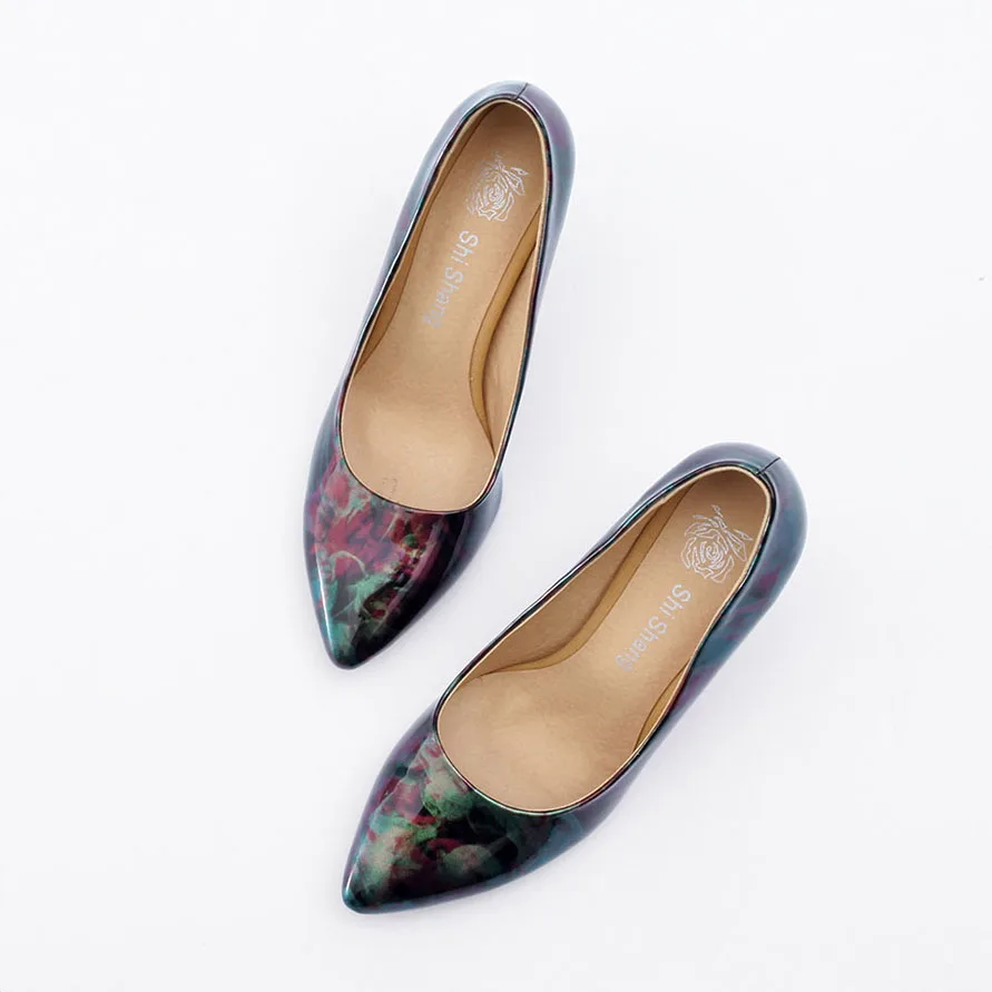 Женские туфли-лодочки весенне-летние туфли на высоком каблуке с разноцветным