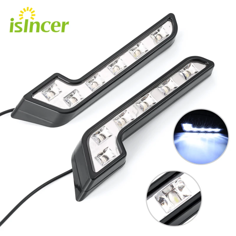 

2PCS Driving Lamp Universal Car Auto Fog Light Source 12V DRL Daytime Running Light White 6 LED with Organic plastics Shell