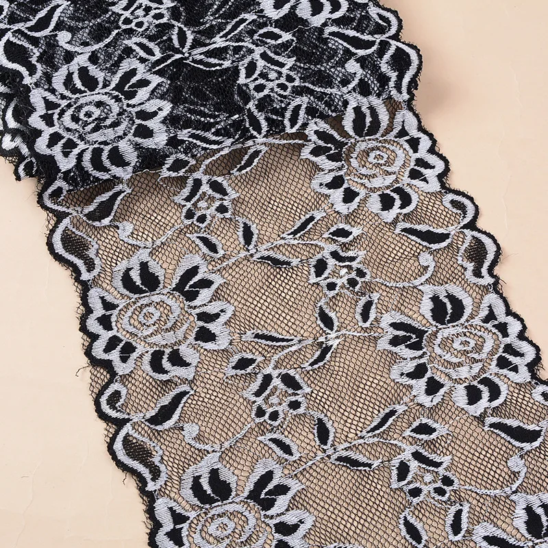 

10Yards Lace Fabric Black White Blue Green Floral Applique Laces Trim 18cm Trimming Underwear Accessories DIY Crafts Material