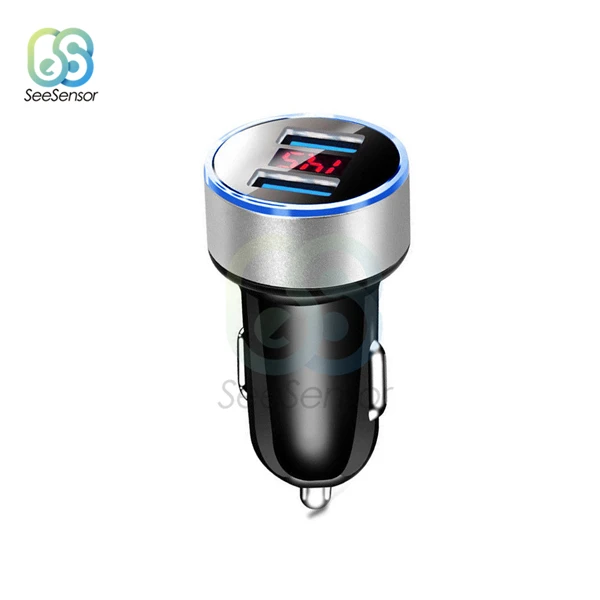 3.1A 5V двойной зарядное устройство USB с светодиодный цифровой дисплей автомобильное зарядное устройство для мобильного телефона Xiaomi samsung S8 iPhone 6 6s 7 8 Plus планшет - Цвет: Silver