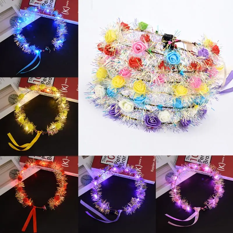 Женский Детский регулируемый длинный ленточный венок корона цветной пенопласт