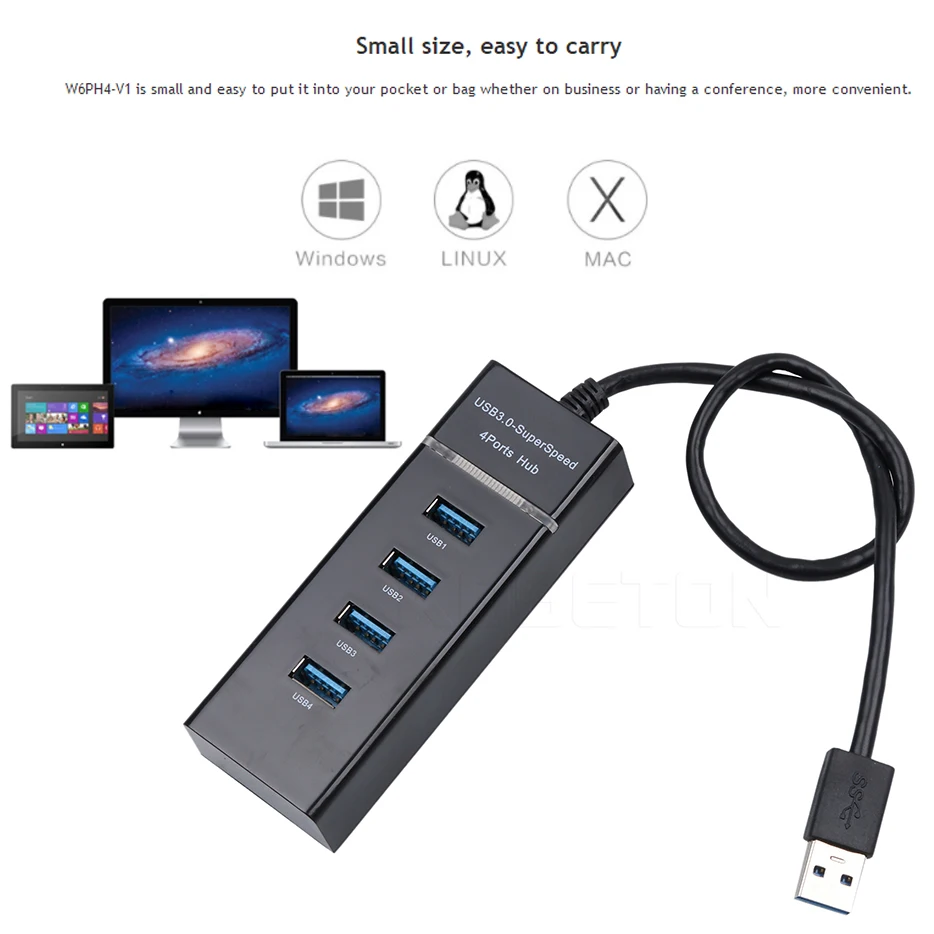 

Multiport HUB 4 Ports USB 3.0 New Works at Speeds of Up To 5Gbps Superspeed HD Compliant For PC Windows MacBook usb hub