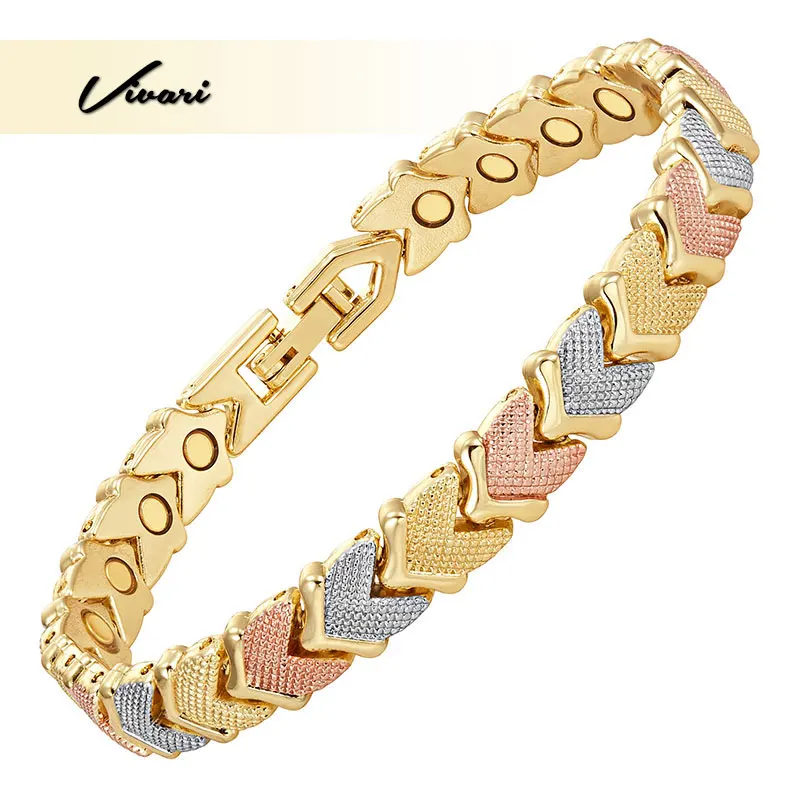 Vivari женские 3 тона золотые серебряные розовые сердца био энергия магнитный