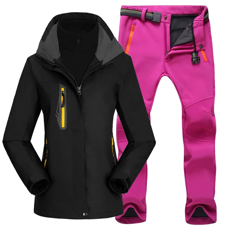 Женская походная куртка и брюки лыжный костюм зимняя флисовая подкладка плотное