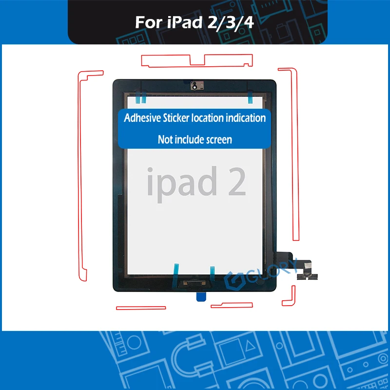 

10 компл./лот клейкая наклейка в виде полосы Бумага лента для iPad 2/3/4 A1395 A1396 A1397 A1416 A1430 A1403 A1458 A1459 A1460