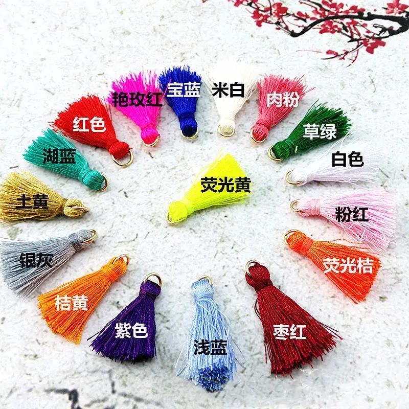 

20mm 20pcs/lot Mixed color Mini Tassel Fringe Pendant DIY Party Hanging Ring Cords for Jewelry Making DIY Bracelet Earring