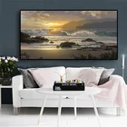 Закат пляж пейзаж настенная живопись холст скандинавские плакаты и принты морская волна морской пейзаж Настенная картина для гостиной