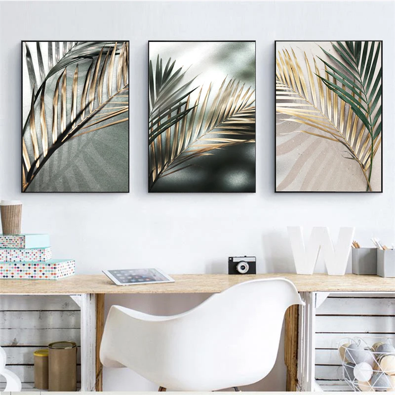 

Nordic Golden Palm Leaf Plant Canvas Painting Poster Print Botanical Scandinavian Wall Art Decoration Picture Artwork Home Decor